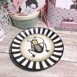 Decorative Monkey Trinket Dish Ceramic Plate Black & White by Safari Hang Tab
